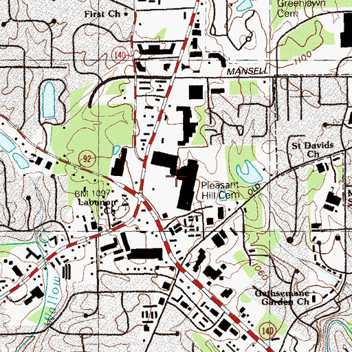 Topographic Map of Roswell Mall Shopping Center, GA