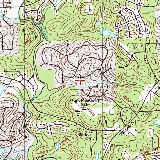 Topographic Map of Roswell Oaks, GA