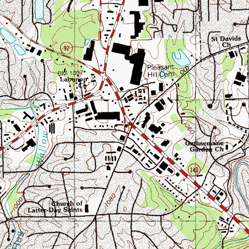 Topographic Map of Roswell Post Office, GA