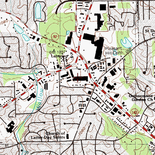 Topographic Map of Roswell Shopping Center, GA
