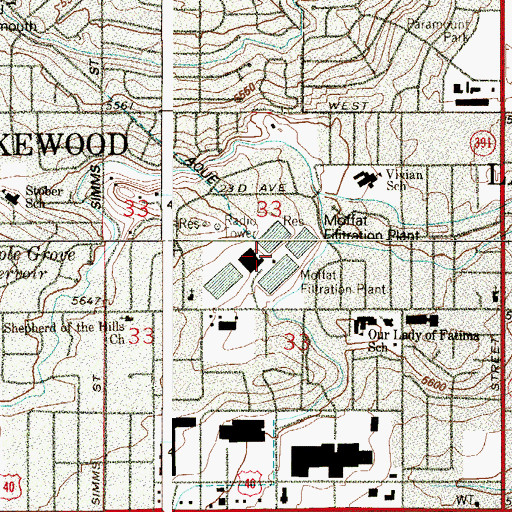 Topographic Map of Moffat Filter Plant, CO