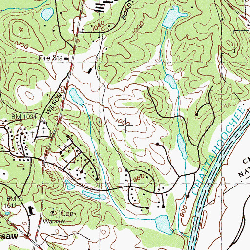 Topographic Map of Saint Ives Country Club, GA