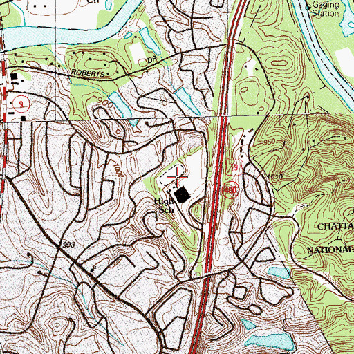 Topographic Map of Sandy Springs Middle School, GA