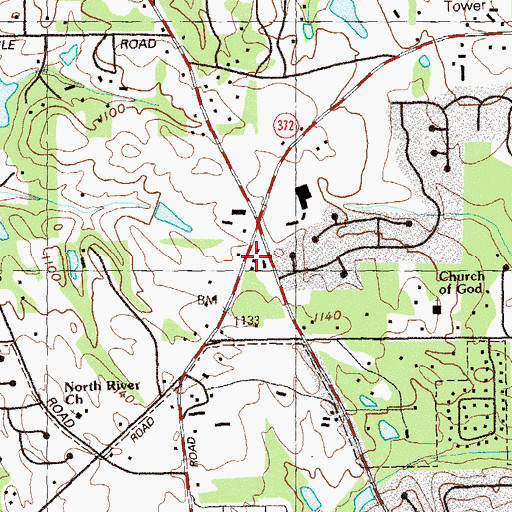 Topographic Map of Silos Corner Market Center Shopping Center, GA