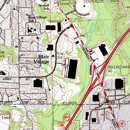 Topographic Map of Southside Industrial Park, GA