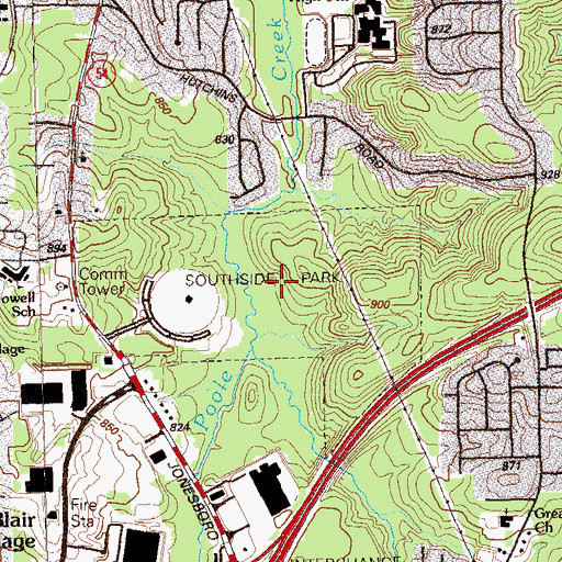Topographic Map of Southside Park, GA