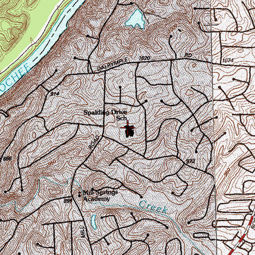Topographic Map of Spalding Drive Elementary School, GA