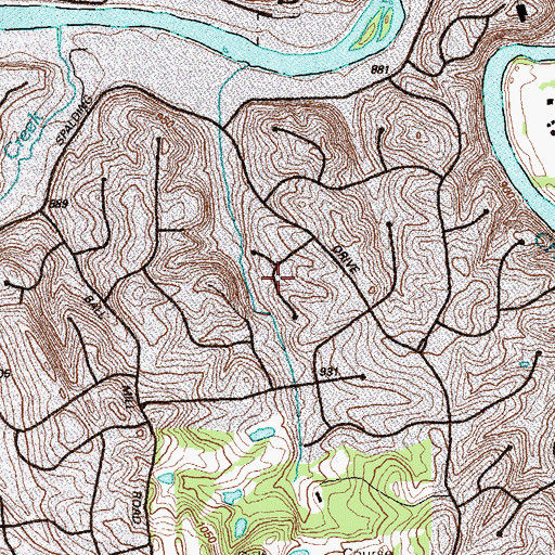 Topographic Map of Spalding Hills, GA