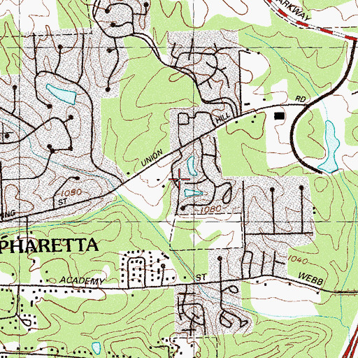 Topographic Map of Sterling Heights, GA