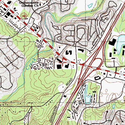 Topographic Map of The Village Shopping Center, GA