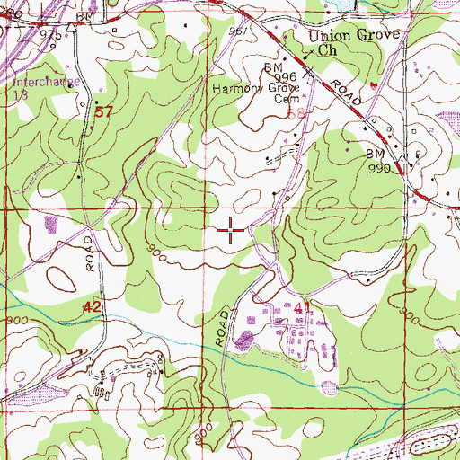 Topographic Map of The Woods, GA