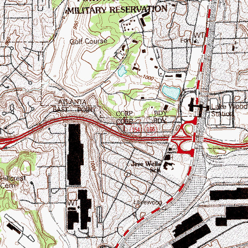 Topographic Map of Womack Park, GA