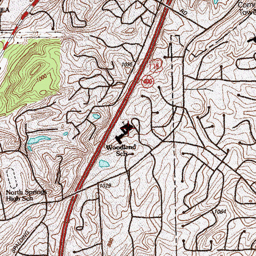 Topographic Map of Woodland Elementary School, GA