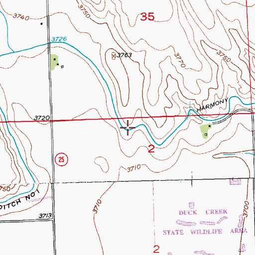 Topographic Map of Harmony Ditch Number 1, CO