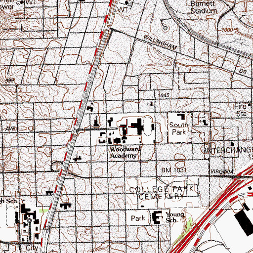 Topographic Map of Woodward Academy, GA