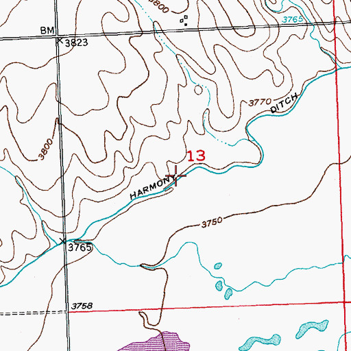 Topographic Map of Harmony Ditch Number 2, CO