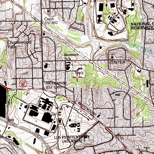 Topographic Map of Benteen Park, GA