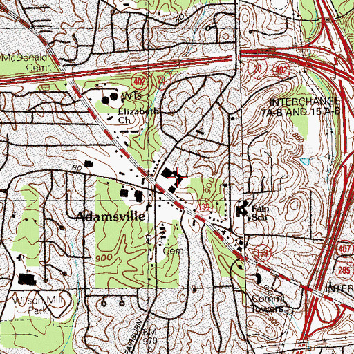 Topographic Map of Collier Heights Plaza Shopping Center, GA