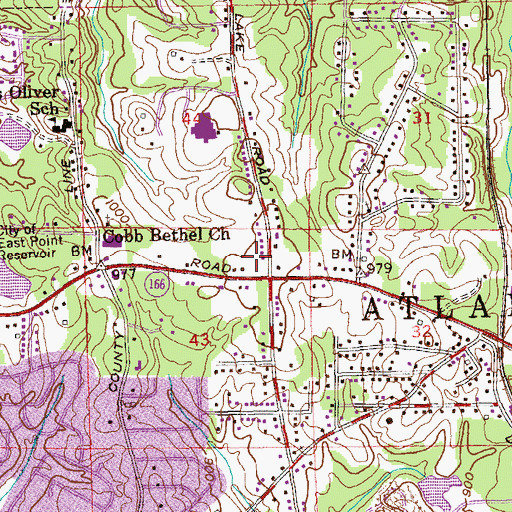 Topographic Map of Dogwood Plaza Shopping Center, GA