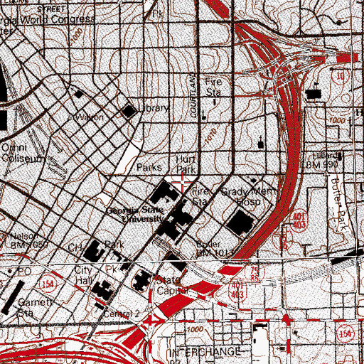 Topographic Map of Hurt Park, GA