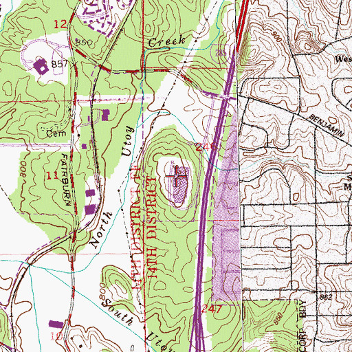 Topographic Map of Benjamin E Mays High School, GA