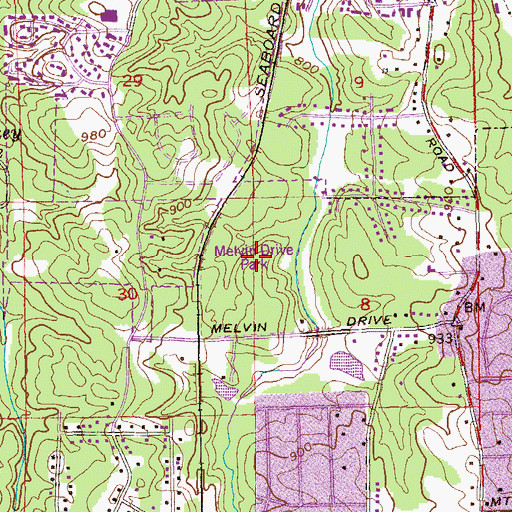 Topographic Map of Melvin Drive Park, GA