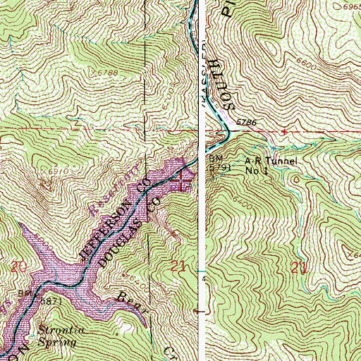 Topographic Map of Aurora Rampart Tunnel Number 1, CO