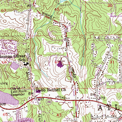 Topographic Map of Bunche Middle School, GA