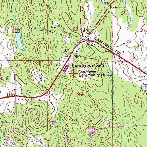 Topographic Map of Sandtown Park, GA