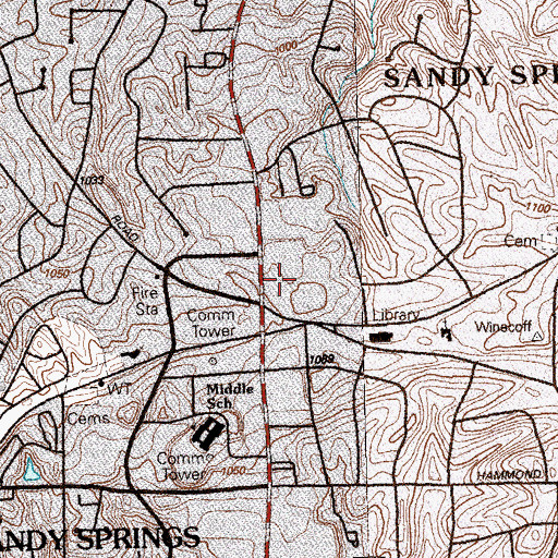Topographic Map of Sandy Springs North Shopping Center, GA