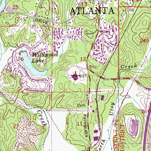 Topographic Map of Southwest Hospital and Medical Center, GA