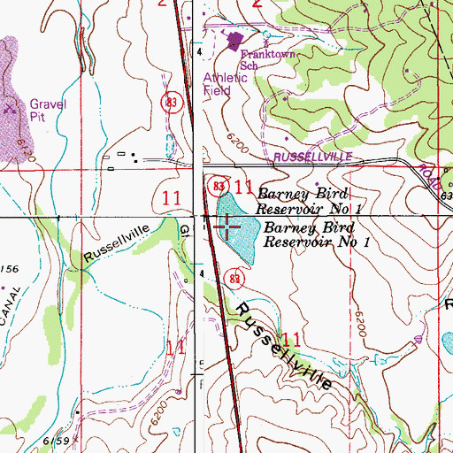 Topographic Map of Barney Bird Reservoir Number One, CO