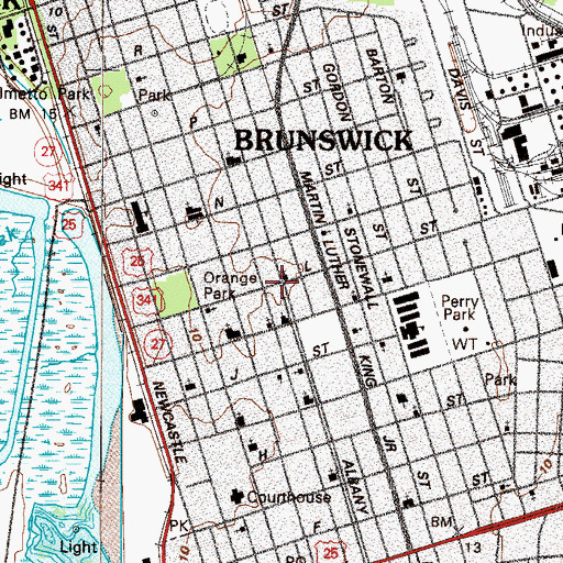 Topographic Map of Brunswick Fire Department Station 2, GA