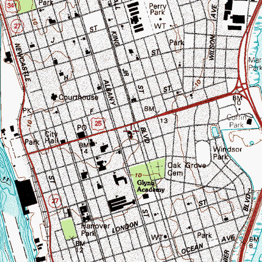 Topographic Map of First African Baptist Church, GA