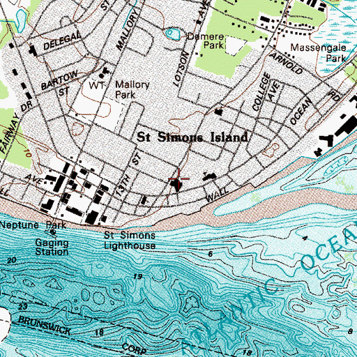 Topographic Map of First Baptist Church, GA