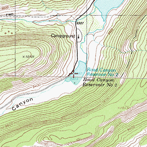 Topographic Map of Road Canyon Reservoir Number 2, CO
