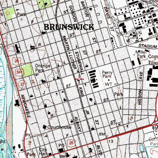 Topographic Map of First Jordan Grove Baptist Church, GA