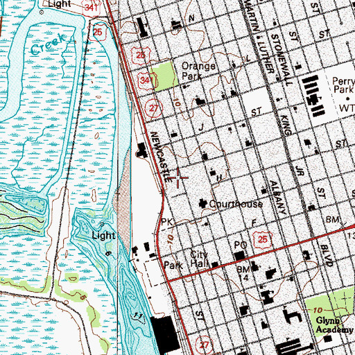 Topographic Map of Glynn County Detention Center, GA