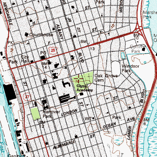 Topographic Map of Glynnvilla, GA