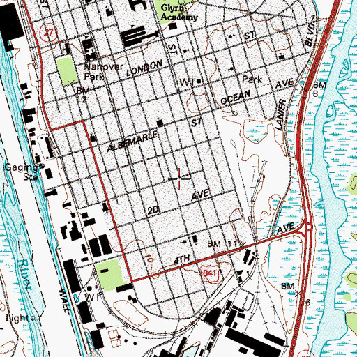 Topographic Map of Kaiser Park, GA