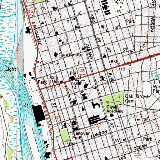 Topographic Map of Saint Marys Protestant Episcopal Church, GA