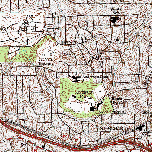 Topographic Map of Anderson Park Elementary School (historical), GA