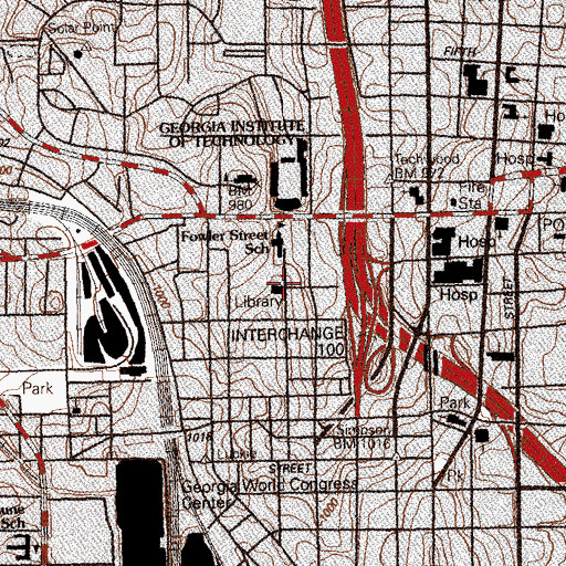 Topographic Map of Anne Wallace Branch Atlanta-Fulton Public Library, GA