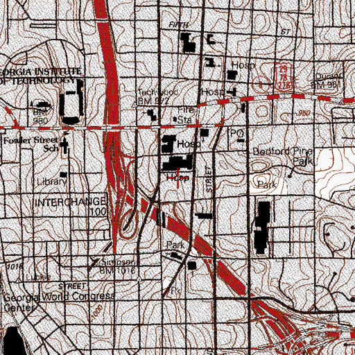 Topographic Map of Emory University Hospital Midtown, GA