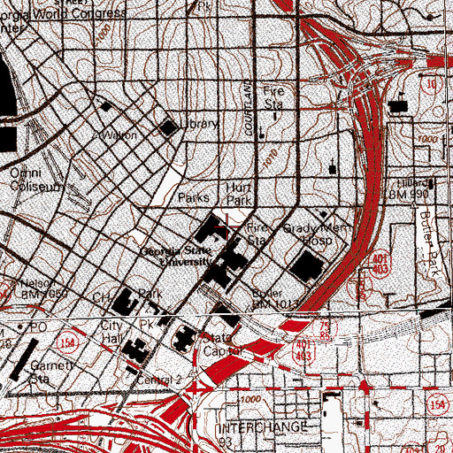 Topographic Map of Georgia State University, GA