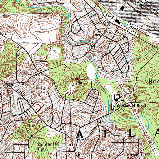 Topographic Map of Gun Club Park, GA