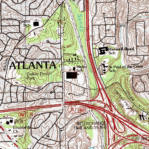 Topographic Map of Harper - Archer Middle School, GA