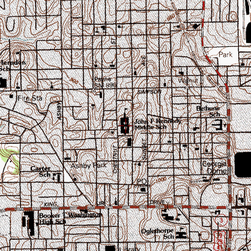 Topographic Map of Kennedy Middle School, GA