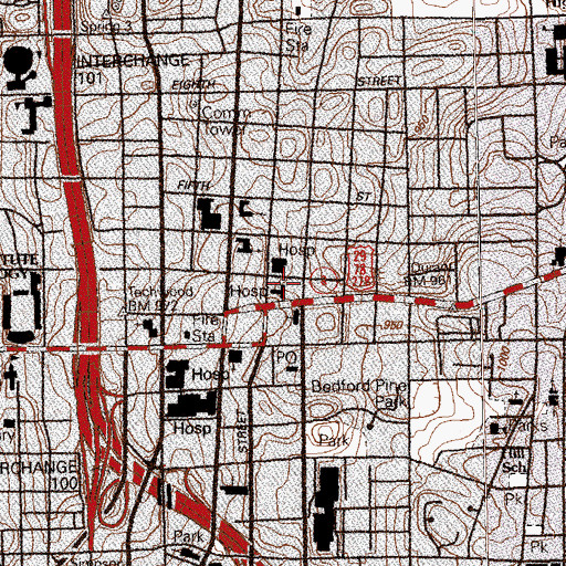 Topographic Map of Midtown Hospital, GA