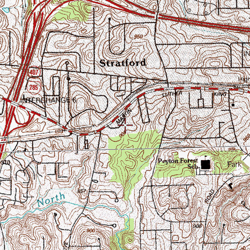 Topographic Map of Westridge Shopping Center, GA